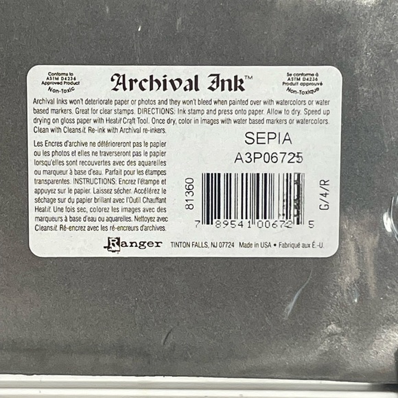Ranger Archival Ink Pad Sepia A3P06725 Acid Free Waterproof Non-Toxic New - Picture 5 of 5